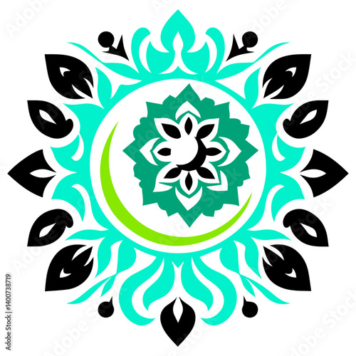 Illustrated mandala revealing decorative artistry and symmetrical floral ornamental charm