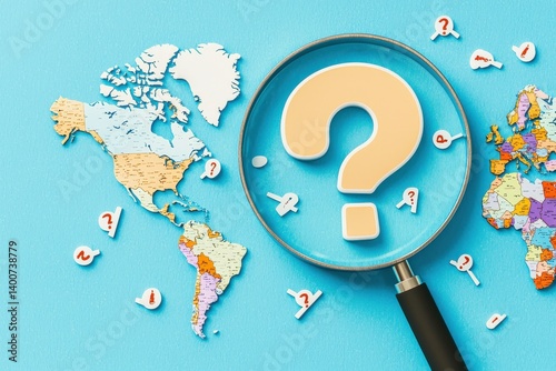 Exploring Global Geography Mysteries World Map Educational Image Bright Environment Top-Down View Knowledge Concept