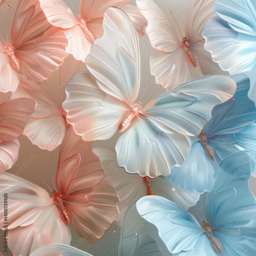 Delicate Pastel Butterflies in a Whimsical Arrangement Delicate Pastel Butterflies in a Whimsical Arrangement