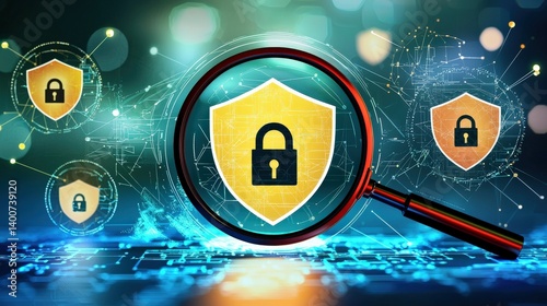 Cybersecurity Awareness Event Protecting Data Through Innovation Virtual Environment Infographics Engaging Viewpoint Digital Safety Concepts