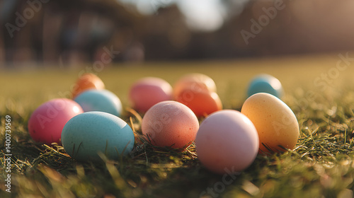 Easter eggs hunt background colorful easter eggs on grass spring holiday easter celebration easter time
