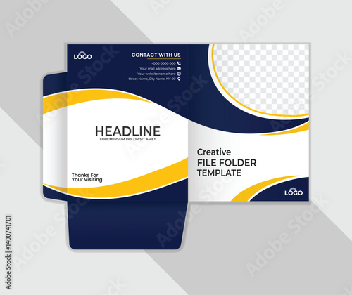 Creative Business Presentation folder template & corporate office template design, Folder design, cover for catalog, brochures. photo