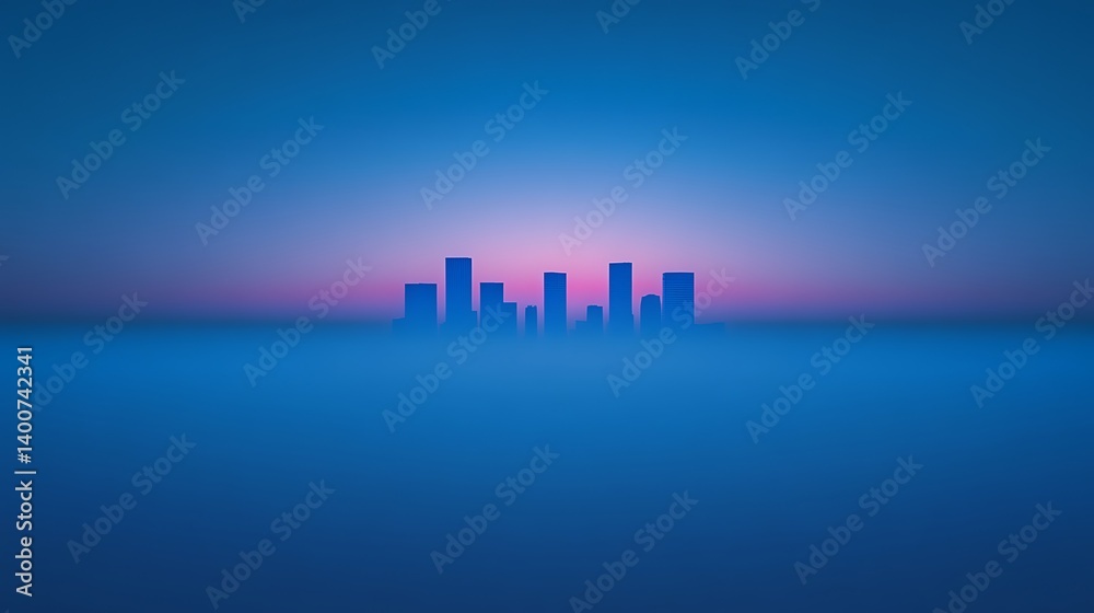 Fototapeta premium A Minimalist Image Depicting a Silhouetted City Skyline at Dusk