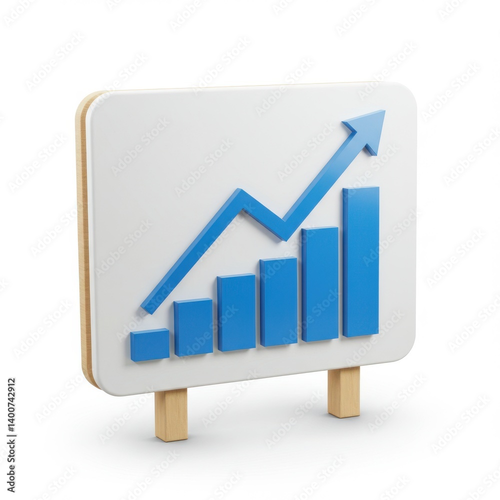 Growth chart with arrow illustration on white background Growth chart with arrow illustration on white background