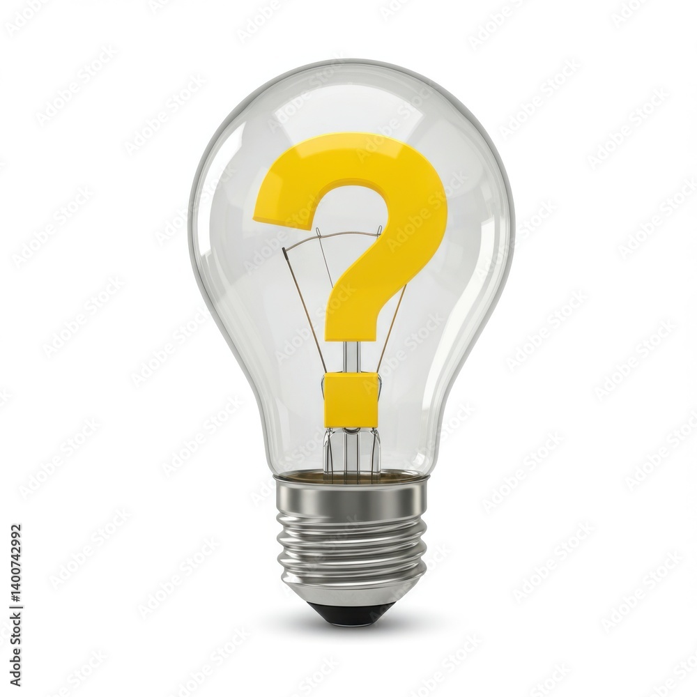 Question mark inside lightbulb on white background Question mark inside lightbulb on white background