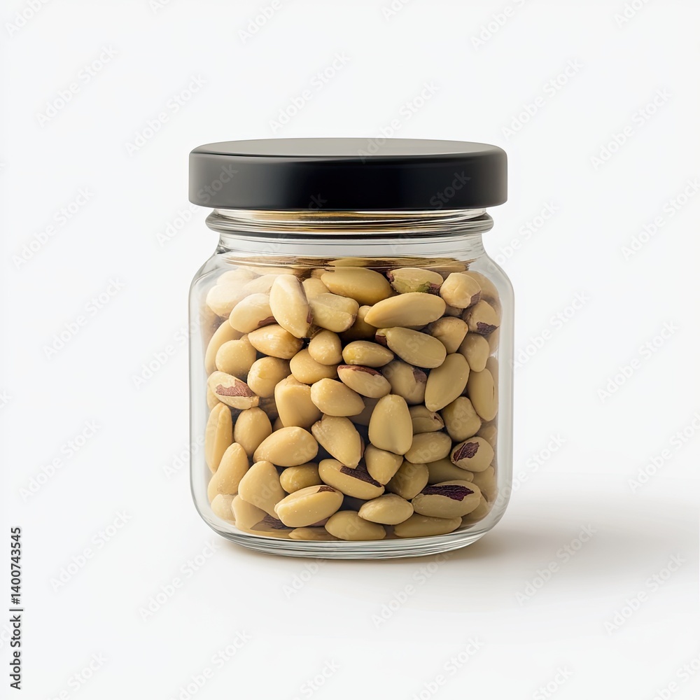 Glass jar with pine nuts Glass jar with pine nuts