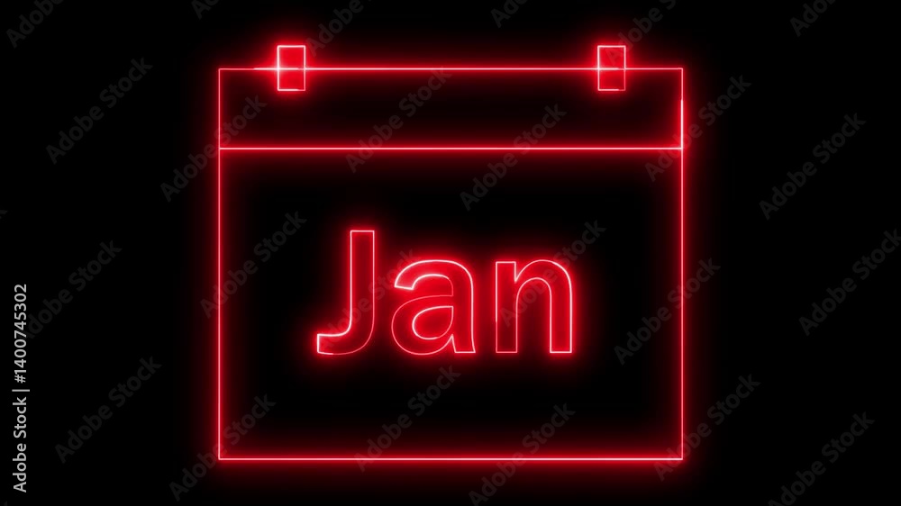 Calendar date icon animation glowing neon red color schedule deadline planner clip art week month year day planing sign symbol on black background Calendar date icon animation glowing neon red color schedule deadline planner clip art week month year day planing sign symbol on black background