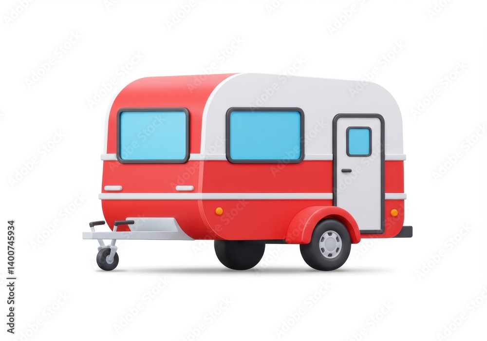 custom made wallpaper toronto digitalCartoon red camper trailer isolated on white background