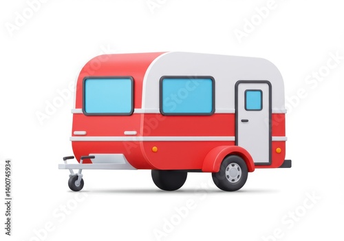 Wallpaper Mural Cartoon red camper trailer isolated on white background Torontodigital.ca