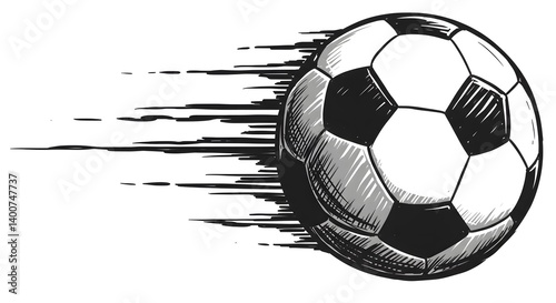 Sketch Style Fast Moving Soccer Ball Illustration