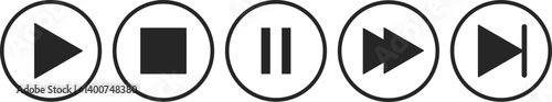  Play button icon. Right button. Icon for design. music start sign.  play bar template with button play or pause
