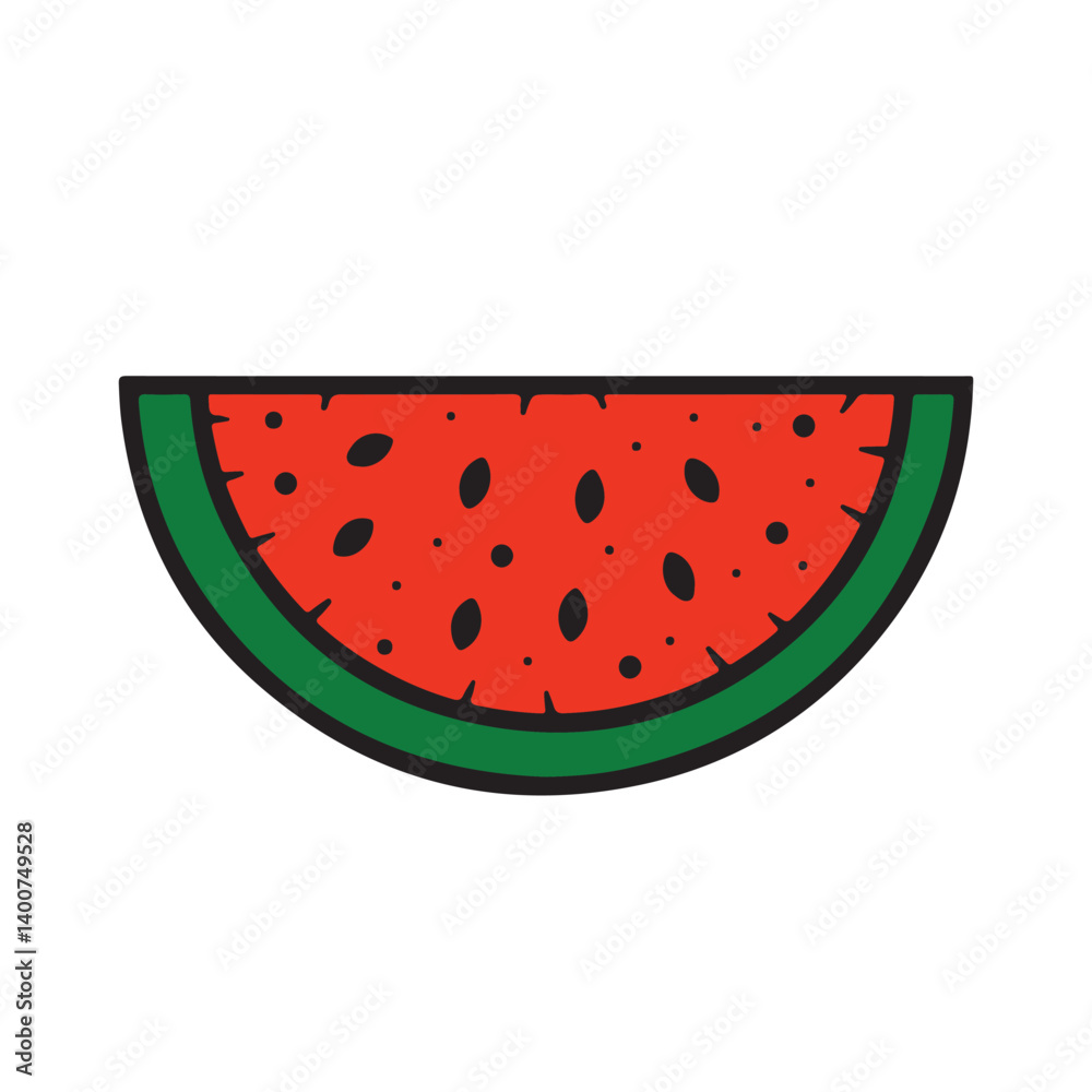 Watermelon slice isolated on a transparent background. Watermelon icon. Vector illustration
