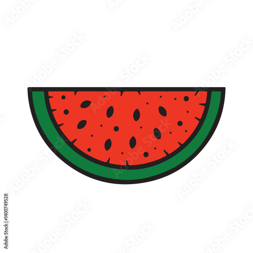 Watermelon slice isolated on a transparent background. Watermelon icon. Vector illustration