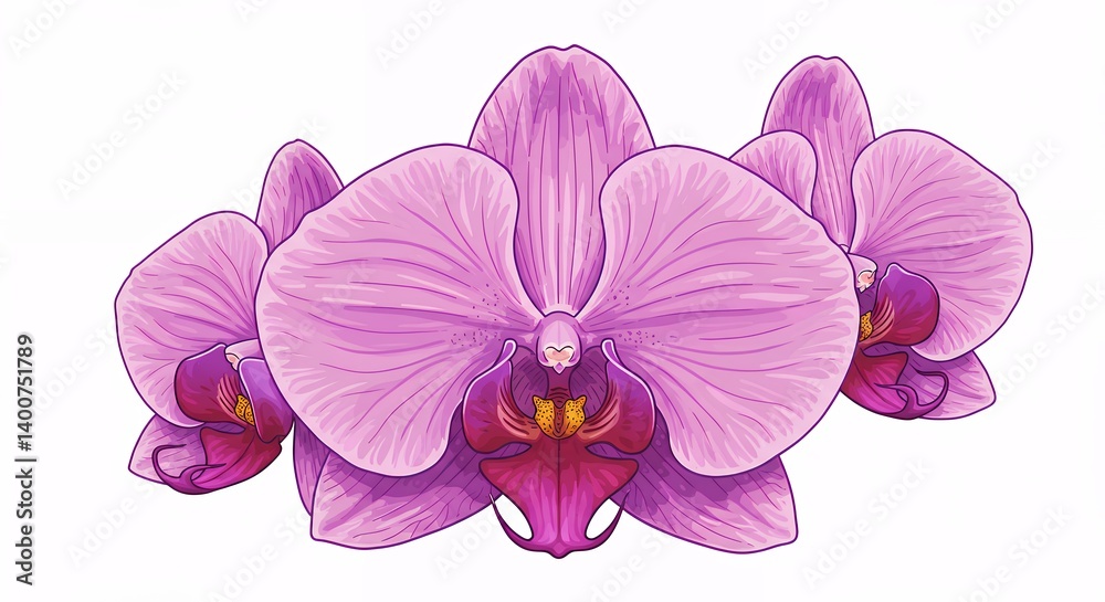 Fototapeta premium Beautiful pink orchid flowers in delicate bloom showcasing vibrant color and elegant shapes