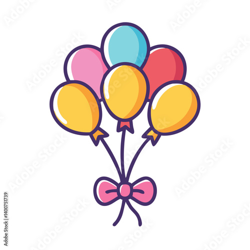 Balloon Bouquet with Ribbon Tie Icon Design