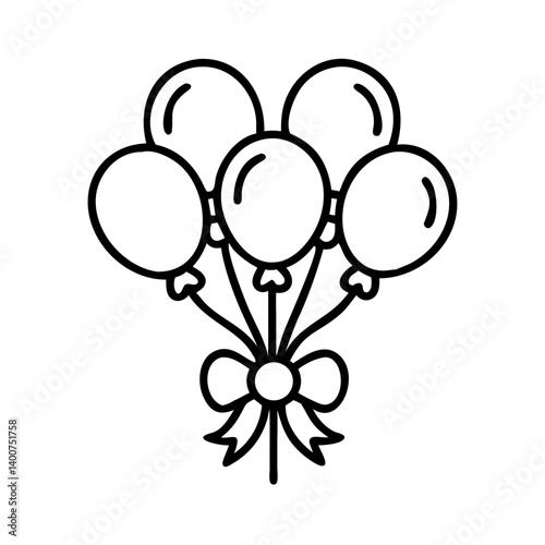 Balloon Bouquet with Ribbon Tie Icon Design