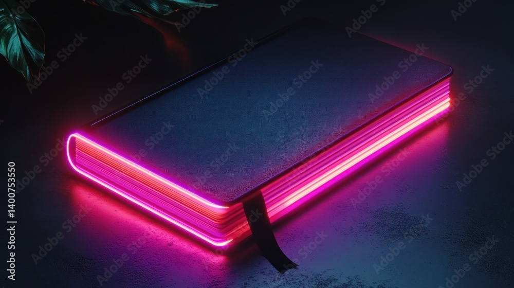 Neon Glowing Book: A Futuristic Vision of Knowledge Neon Glowing Book: A Futuristic Vision of Knowledge