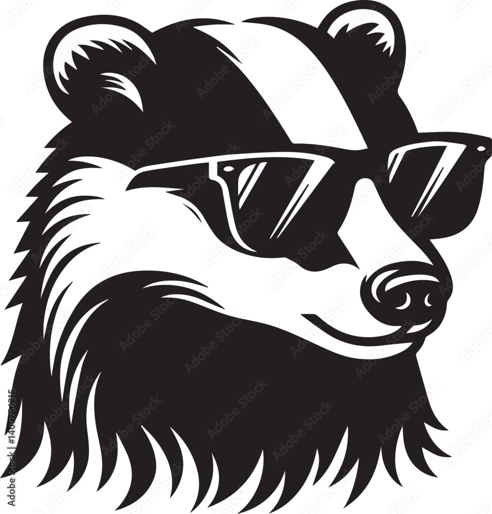 custom made wallpaper toronto digitalbadger head clipart Silhouette, badger head illustration, badger head with sunglass silhouette vector isolated on white background