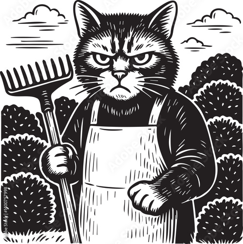 grumpy gardening cat