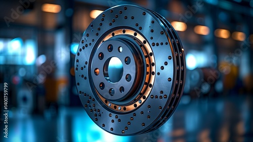 Precision-Machined Brake Disc in a Vibrant Factory Setting