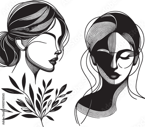Bundle Pack Female Logo icon for beauty parlous, plotter cutting, Graphics Vector