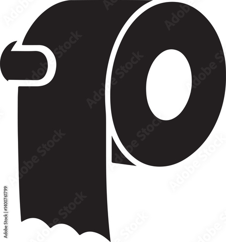 Toilet paper silhouette vector, roll of toilet paper, toilet paper roll icon vector