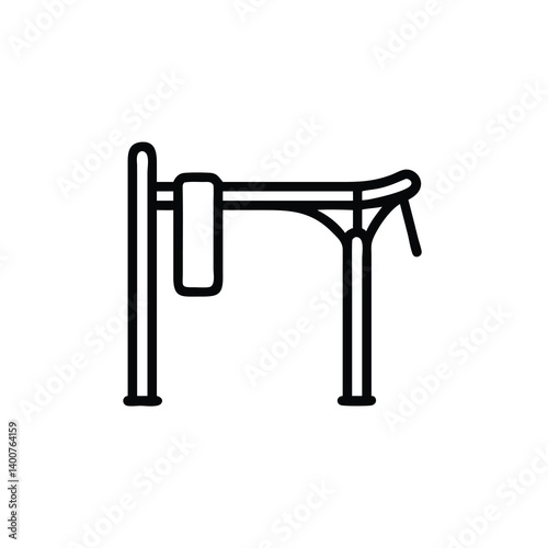 Pull Up Bar With Punching Bag Outline Icon Fitness Equipment Black Line Gym Training Sport Exercise Vector Illustration