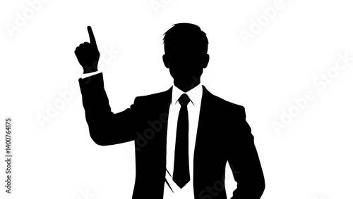 Silhouette vector of a businessman pointing up