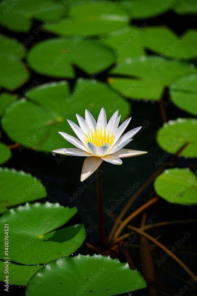 arafed white flower in a pond of water with green leaves arafed white flower in a pond of water with green leaves