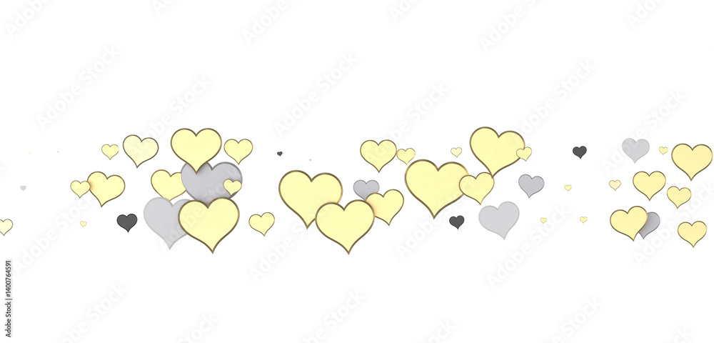 Fototapeta premium Falling love heart confetti 3d illustration