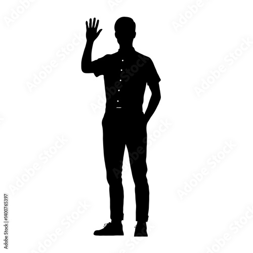 Silhouette vector of a person waving