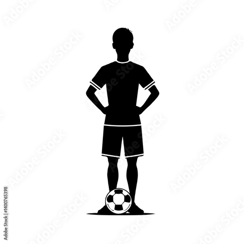 Vector soccer player silhouette standing hands on hips ready posture