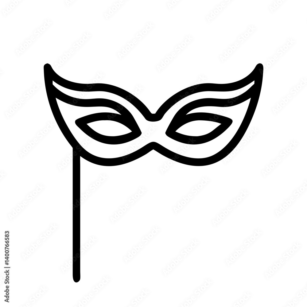 Decorative Masquerade Mask on Stick Icon Design Decorative Masquerade Mask on Stick Icon Design