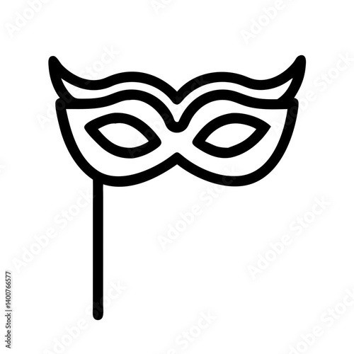 Decorative Masquerade Mask on Stick Icon Design