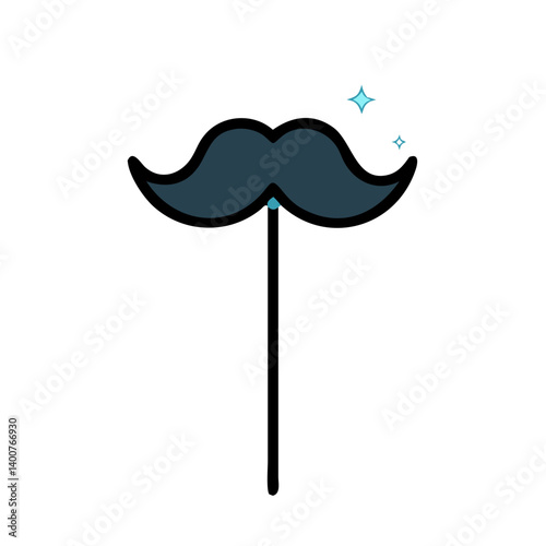 Mustache Prop on Stick with Glitter Icon Design