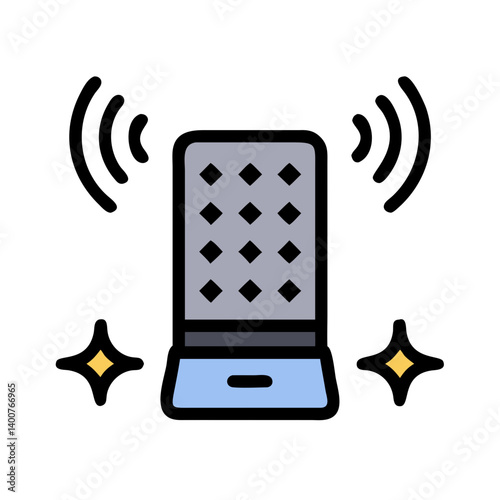 Vibrating Speaker with Sparkle Effects Icon Design