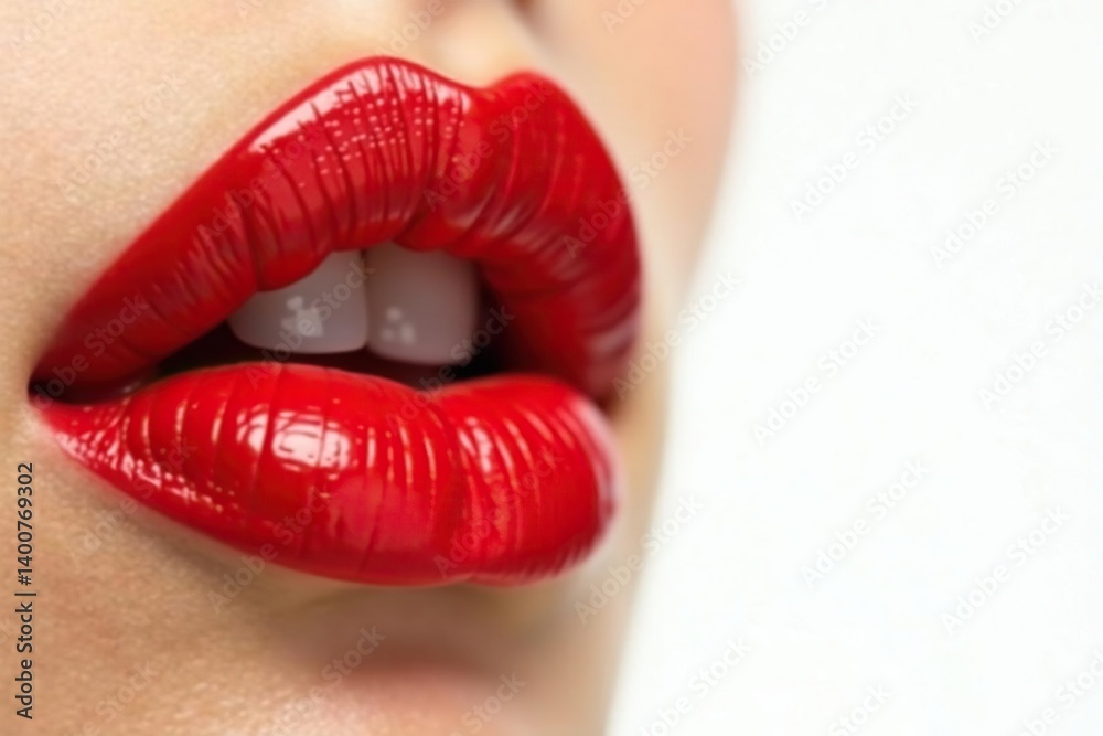 Close-up vibrant red lipstick, pristine white backdrop, fashion, elegant, shade Close-up vibrant red lipstick, pristine white backdrop, fashion, elegant, shade