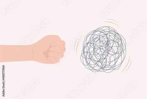 hand_fist_hitting_spinning_tangled_ball_threads