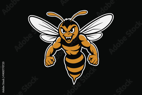 bee muscular illustration vector