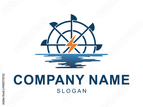 Sophisticated Modern Water Energy Turbine Logo Design