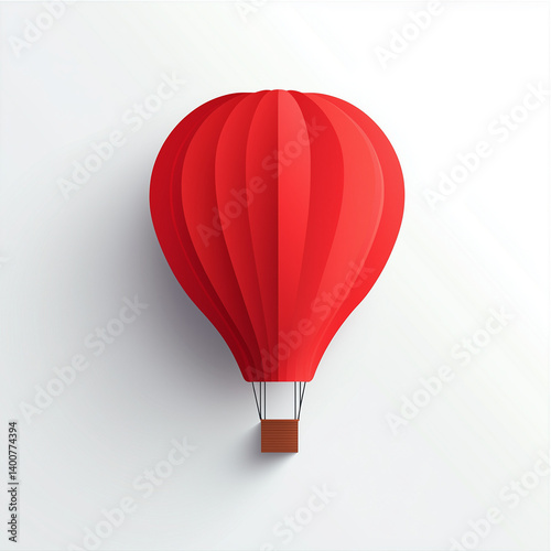 Red hot air balloon isolated in minimal 3D style

