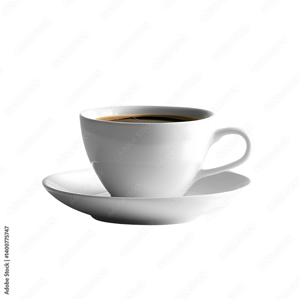A white cup of coffee fresh morning isolated on white background A white cup of coffee fresh morning isolated on white background
