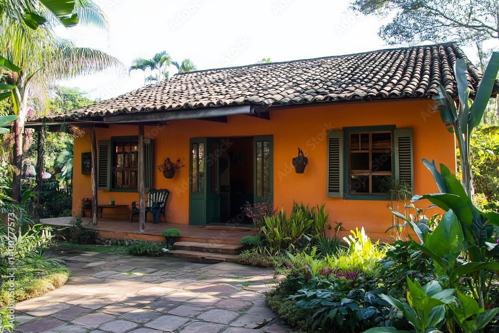 Charming Orange Facade House Exterior