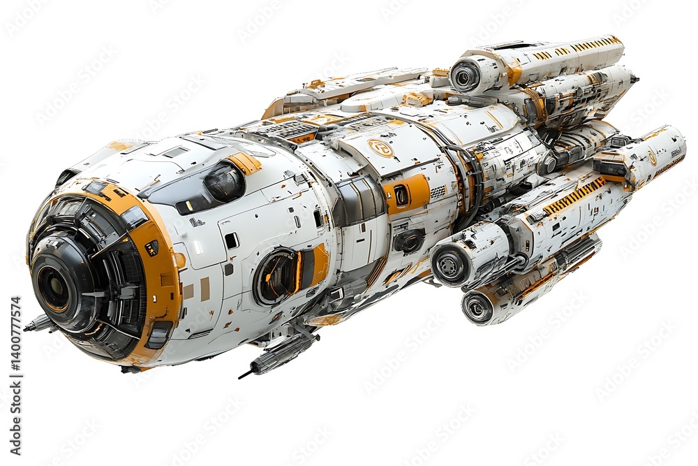 3D Zero-Gravity Hover Digital Spaceship in Isolation. 3D Zero-Gravity Hover Digital Spaceship in Isolation.