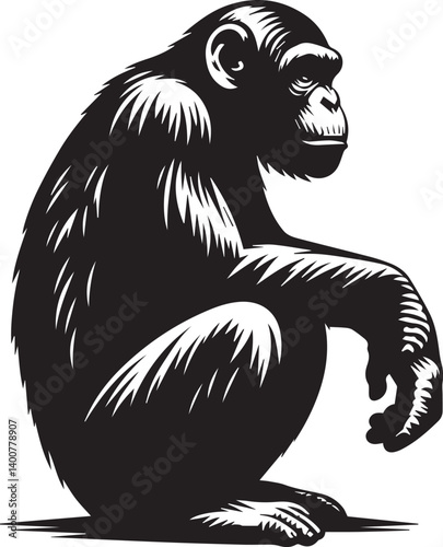 Wallpaper Mural Monkey Clipart Silhouette, monkey illustration, monkey silhouette vector isolated on white background Torontodigital.ca