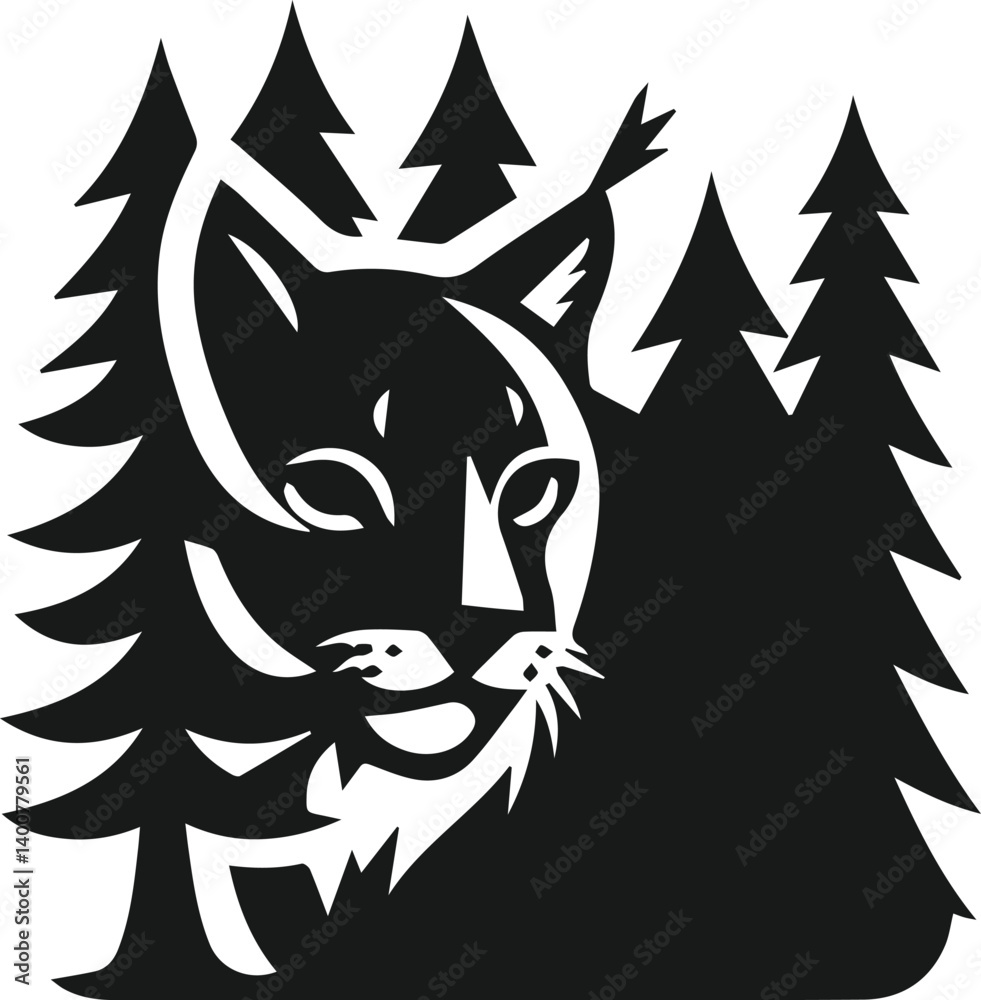 Obraz premium Lynx animal vector silhouette
