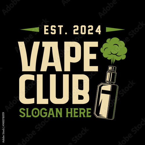 Vape shop logo emblem template vector illustration. Smoke shop logo. Design elements for logo, label, badge, sign. Monochrome label for vaping and electronic cigarette.