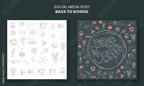 Back to school. Background with doodle art of school icons for back to school advertisement