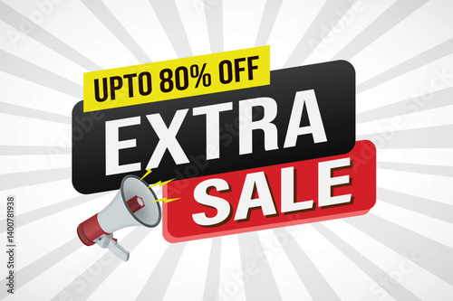 extra sale word mega phone concept vector illustration and 3d style, landing page, template, ui, web, mobile app, poster, banner, flyer, background, gift card, coupon, label, wallpaper

