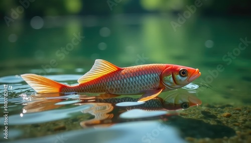 Weiche Schilfbl?tter am Ufer schwimmen im sanften Wasser, Schilfgras am Seeufer, Wasserfl?chen